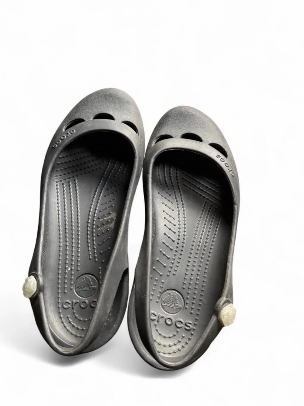 CROCS Women's Black Slingback Flat Slip-On Shoes